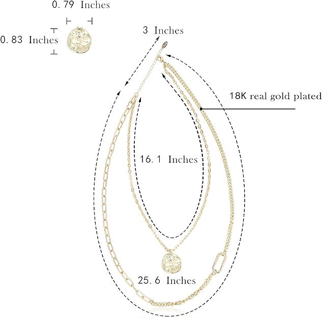 Gold Chain Link Pendant Necklace For Women | Double Layered | 18K Gold Plated | Non Tarnish & Waterproof | Additional 3” Extender Included - TempleTape.com