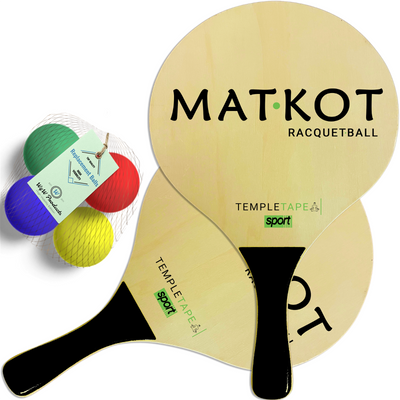 Kadima Beach Paddle Ball Racket Set - Bundle Pack Includes 4 Balls & 2 Paddles - Ages 15+ - TempleTape.com