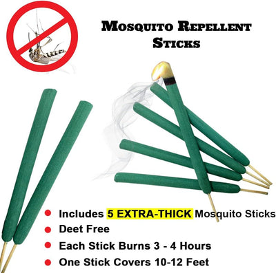 Mosquito Repellent Sticks Extra-Thick - Outdoor Use Reaches Up to 10-12 feet - Each Stick Burns for Hours - TempleTape.com