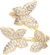 Pave Cubic Zirconia Butterfly Ring 18K Gold Plated For Women Adjustable Size 5 – 9 - TempleTape.com