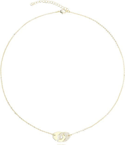 Pave Handcuff Pendant Necklace | 18K Gold Plated Cubic Zirconia | Dainty Gold Chain Necklace | Non Tarnish & Waterproof | Hypoallergenic | Gift For Her | Additional 3” Extender Included - TempleTape.com