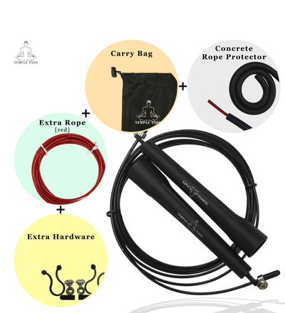 Premium Speed Jump Rope bundle - includes 2 Adjustable ropes, Carry Bag and Extra Parts - TempleTape.com