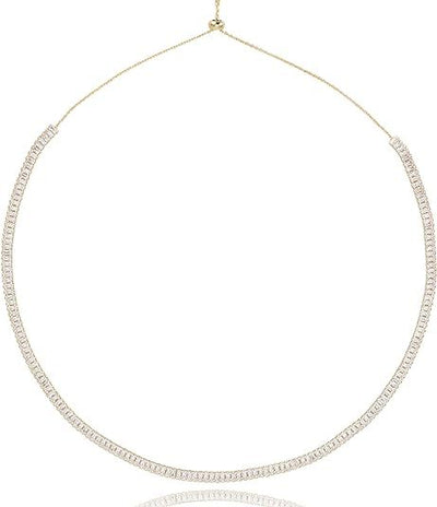 Tennis Necklace 18K Gold Plated Sparkling Cubic Zirconia Rhinestones | Choker Necklace | Bridal Wedding Jewelry | Non Tarnish & Waterproof | Hypoallergenic | Gift For Her - TempleTape.com