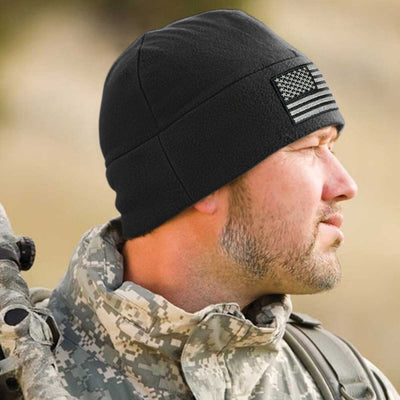 Premium Brushed Fleece Tactical  Watch Cap Warm Beanie - American Flag