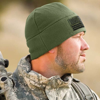 Premium Brushed Fleece Tactical  Watch Cap Warm Beanie - American Flag