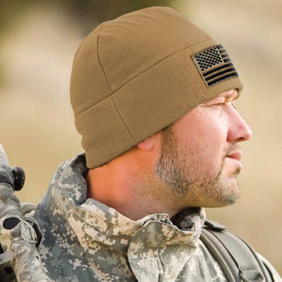 Premium Brushed Fleece Tactical  Watch Cap Warm Beanie - American Flag